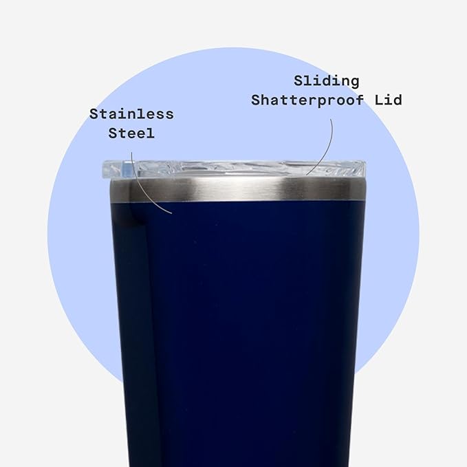 Corkcicle Classic Tumbler - Keeps Drinks Cold for 9 Hours & Hot for 3 - Triple-Insulated Stainless Steel - Holiday Tumbler Gift - 16 oz - Gloss Midnight Navy