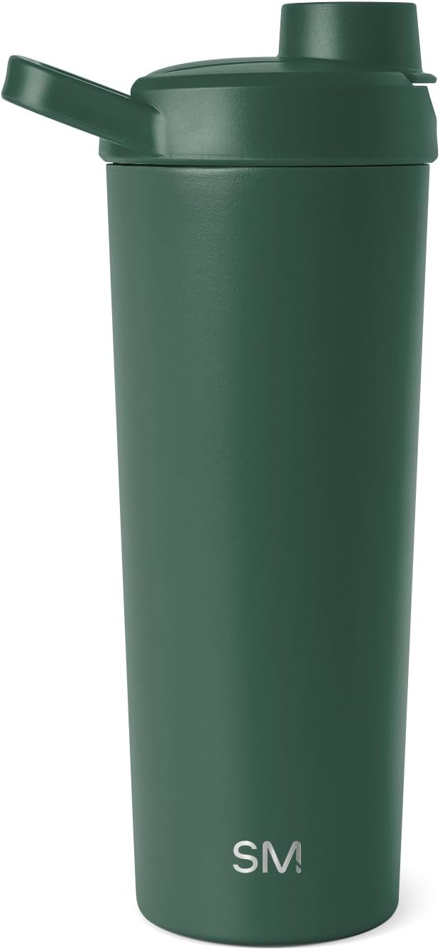Simple Modern Stainless Steel Shaker Bottle with Ball 24oz Metal Insulated Cup for Protein Mixes, Shakes and Pre Workout Rally Collection | Forest (Pack of 12)
