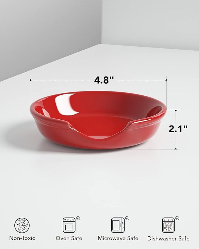 LE TAUCI Ceramic Spoon Rest, 4.8 Inch Spoon Rest for Stove Top, Spoon Holder for Kitchen Counter, Coffee Spoon rest, Utensil Rest for Cooking, Set of 4, Red