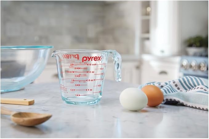 Pyrex Prepware 6001075 Measuring Cup, Red Graphics, Clear