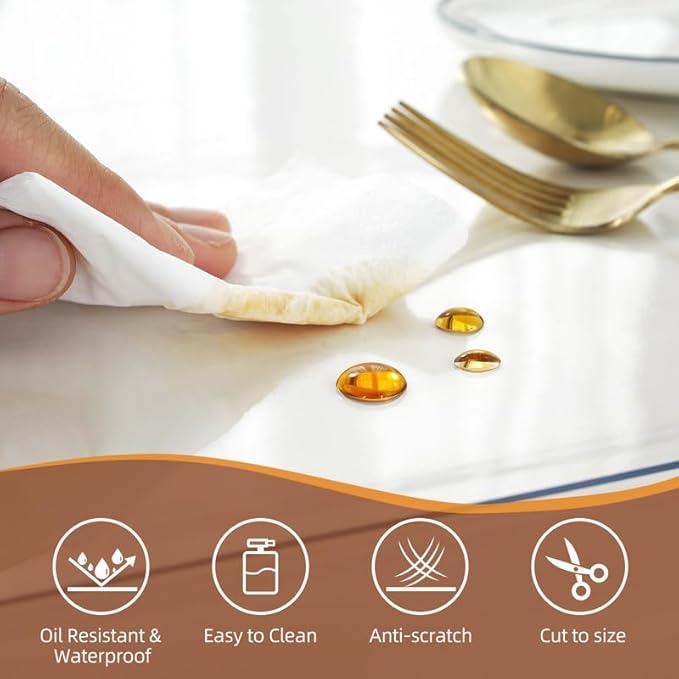 Warmstar Clear Table Cover Protector 16 x 84 Inch,1.5mm Thick Plastic Table Cover Rectangle,PVC Clear Table Protector,Desk Protector Mat for Kitchen, Dresser, Writing Desk，Dining Room Table