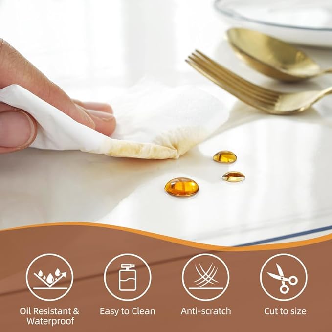 Warmstar Clear Table Cover Protector 40 x 62 Inch,1.5mm Thick Plastic Table Cover Rectangle,PVC Clear Table Protector,Desk Protector Mat for Kitchen, Dresser, Writing Desk，Dining Room Table