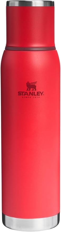 Stanley Adventure-To-Go Vacuum Bottle 1.4 qt | Wide Mouth with Leakproof Cup Lid | Keep Drinks Hot or Cold | Packable for Travel | Insulated Stainless Steel Thermal Bottle | BPA-Free | Chili Red