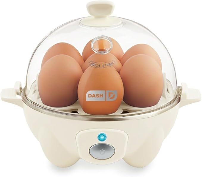 DASH Rapid Egg Cooker: 7 Egg Capacity Electric Egg Cooker for Hard Boiled Eggs, Poached Eggs, Scrambled Eggs, or Omelets with Auto Shut Off Feature - Cream