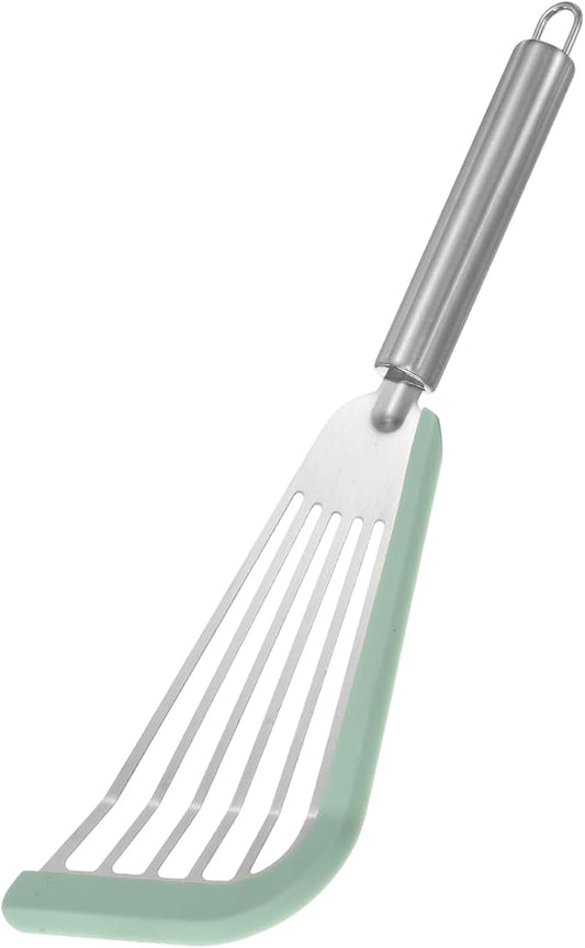 uxcell Stainless Steel Fish Spatulas with Handle Kitchen Cooking Spatula for Egg, Fish, Pancake Green