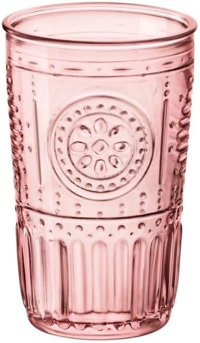 Bormioli Rocco Romantic Set Of 4 Cooler Glasses, 16 Oz. Colored Crystal Glass, Cotton Candy Pink, Made In Italy.