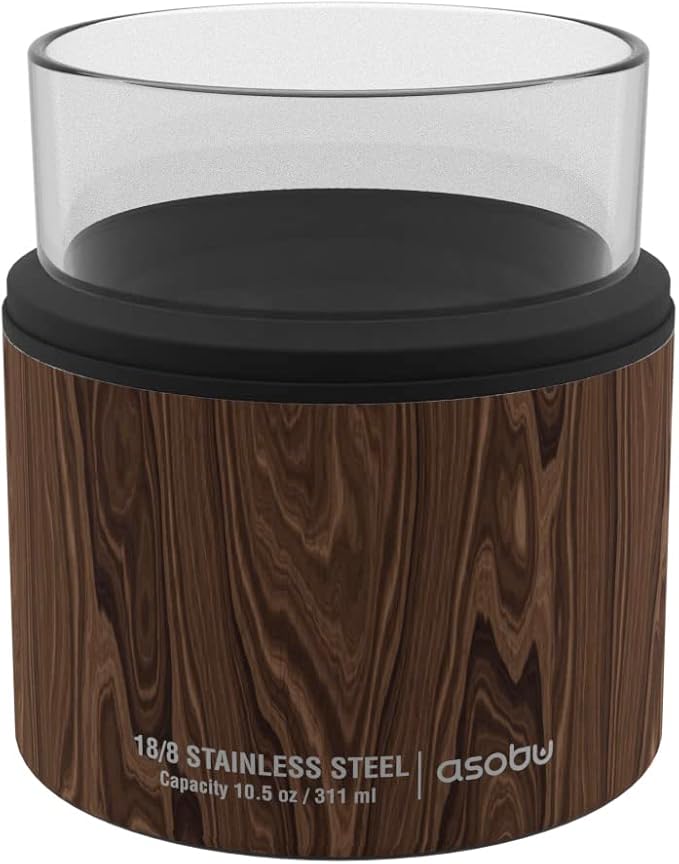 asobu Whiskey Sleeve Glass – Insulated Bourbon Tumbler with Premium Rocks Glass, BPA-Free, Double-Wall Stainless Steel, Keeps Drinks Cold Longer, 10.5oz