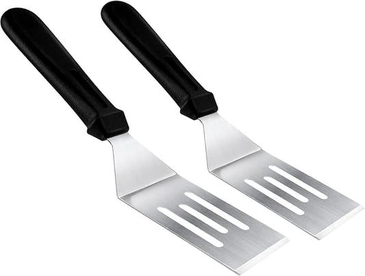 Metal Spatulas for kitchen Use, 2 PCS Professional Serving Spatula with Heat Resistant Handle, 9.8 Inch Stainless Steel Spatula Ideal for Pancakes, Eggs, Griddle Scraper, BBQ or Desserts