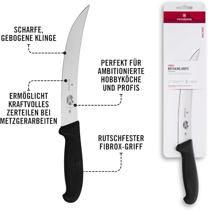 Victorinox Fibrox 8-Inch Curved Breaking Knife, Black