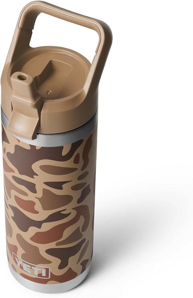YETI Rambler 18 oz Bottle, Vacuum Insulated, Stainless Steel with Straw Cap, Wetlands Camo
