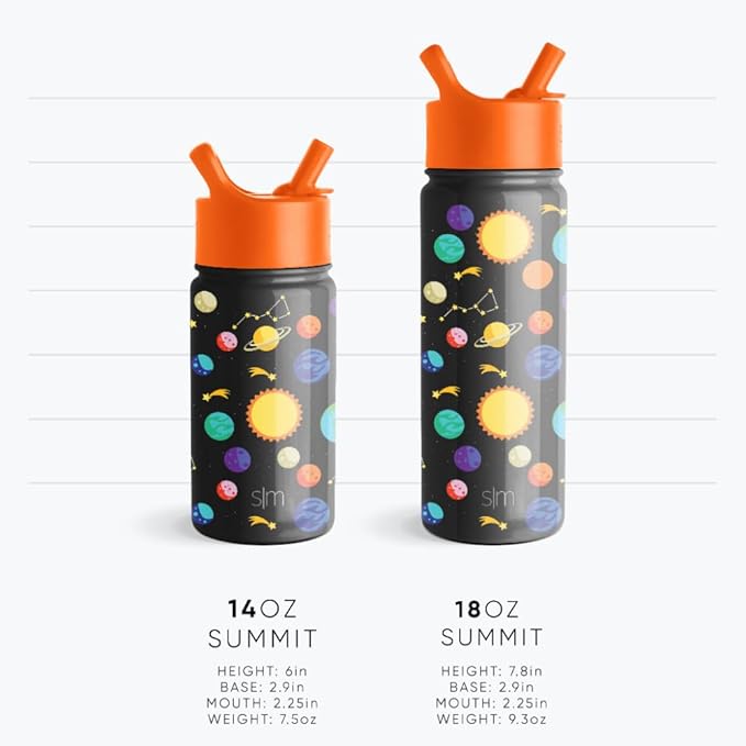 Simple Modern Kids Summit Water Bottle with Straw Lid | 18oz Stainless Steel Cup Insulated Tumbler for Toddlers, School | Wheels Up