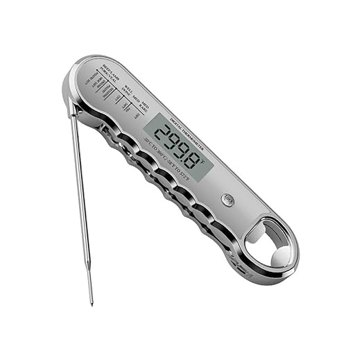 Professional Digital Meat Thermometer with Bottle Opener, Instant Read in 0.5 Sec, ±0.5℉ Accuracy, Premium Plastic Body with Vacuum Electroplating Technology，Waterproof with Auto-Rotate LED Screen