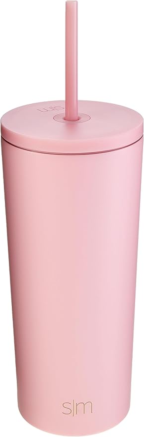 Simple Modern Insulated Tumbler with Lid and Straw | Iced Coffee Cup Reusable Stainless Steel Water Bottle Travel Mug | Gifts for Women Men Her Him | Classic Collection | 20oz | Blush