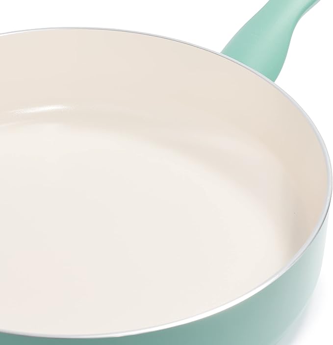 GreenPan Rio Healthy Ceramic Nonstick 5QT Saute Pan Jumbo Cooker with Helper Handle and Lid, PFAS-Free, Dishwasher Safe, Turquoise