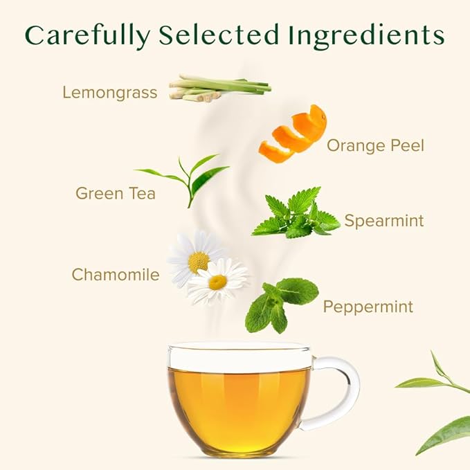 VAHDAM, Chamomile Mint Citrus Green Tea Leaves (50+ Cups, 3.5 oz) Essential Herbs | Green Tea Leaves, Chamomile, Peppermint, Spearmint, Orange Peels, Lemongrass | High Elevation Grown | Vacuum Sealed