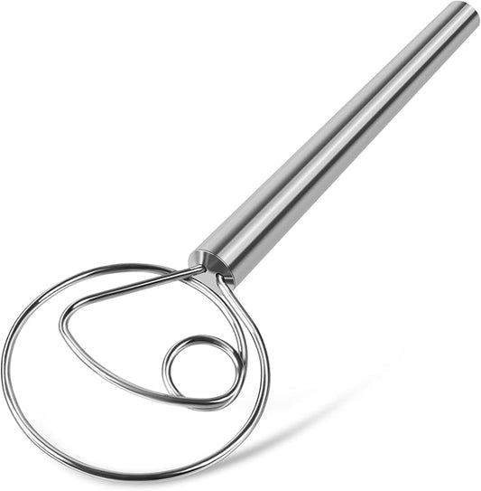 TEEVEA Danish Dough Whisk Stainless Steel Hook Dutch Bread Mixer for Sourdough Baking Tools