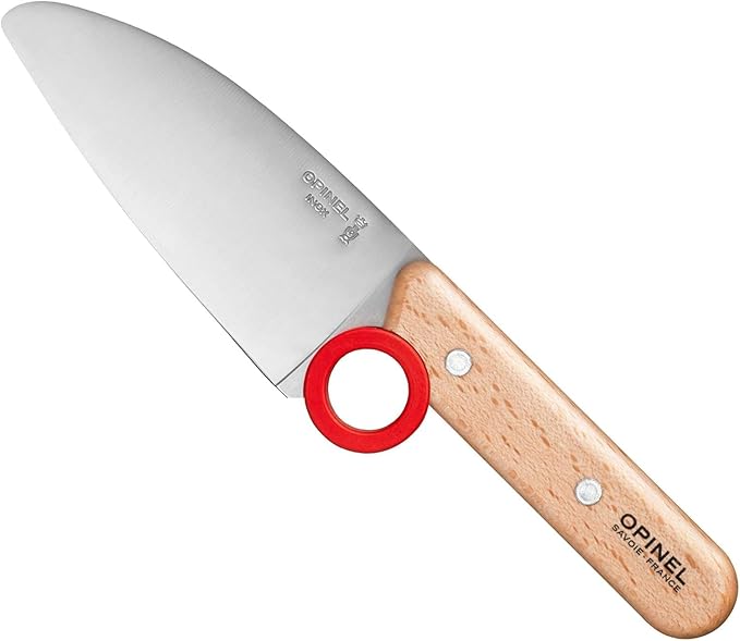 Opinel Le Petit Chef Complete 3 Piece Kitchen Set, Chef Knife with Rounded Tip, Fingers Guard, Peeler, For Children and Teaching Food Prep and Kitchen Safety, Made in France
