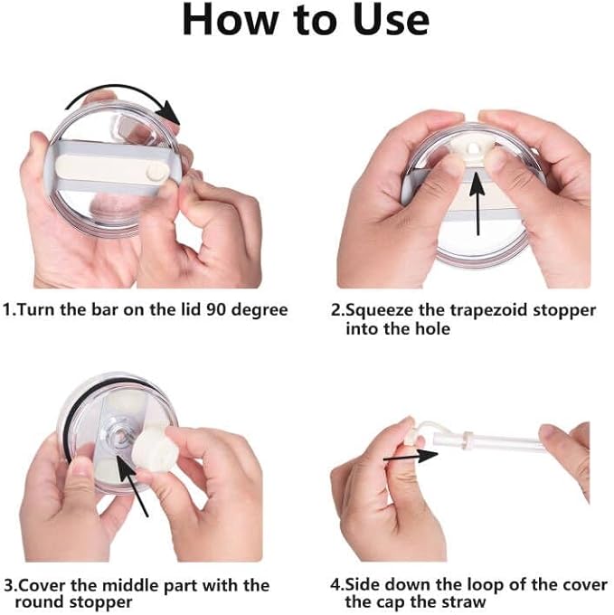 Silicone Spill Stopper Set Compatible with Stanley Cup 2.0 30oz & 40oz with Straw Cover (Set of 2, Cream)