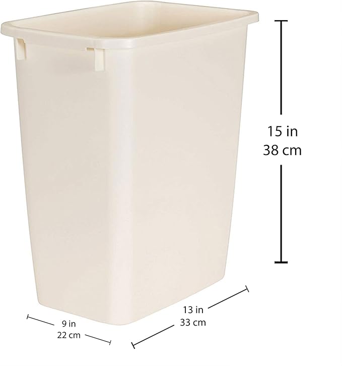 Rubbermaid Small Trash 9-Gallons Beige Plastic Garbage Can/Wastebasket for Kitchen/Bathroom fits Under-Sink/Desk/Countertop/Cabinet 21-quart Bisque