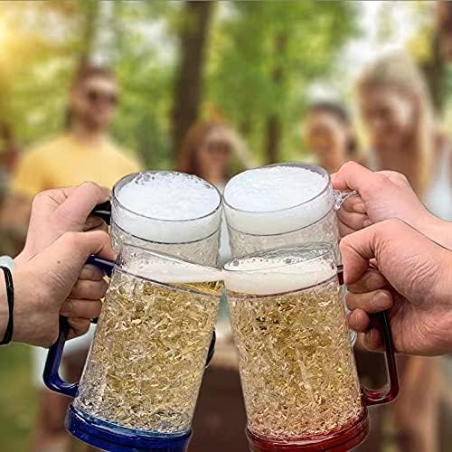 Double Wall Gel Frosty Freezer Ice Mugs Clear Set of 4 (White black red and blue)