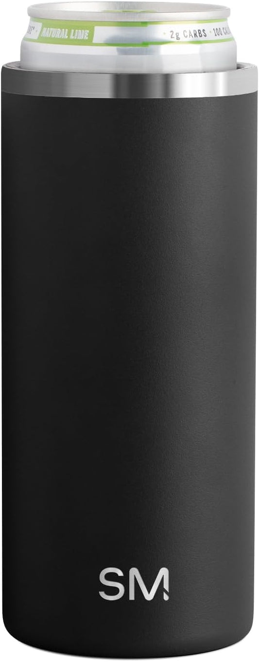 Simple Modern Skinny Can Cooler for Slim Beer and Hard Selzer | Vacuum Insulated Stainless Steel Drink Sleeve Holder Gift for 12oz Slim Cans | Ranger Collection | Midnight Black