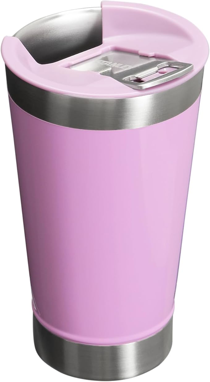 STANLEY Stay-Chill Beer Pint 16 oz | Wide Mouth Lid | Built-In Bottle Opener | Beer Tumbler Cup | Insulated Stainless Steel Pint Glass | BPA-Free | Lilac Gloss