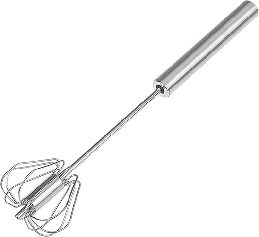 Stainless Steel Semi-Automatic Whisk, Hand Push Rotary Whisk Blender, Versatile Milk Frother for Blending, Whisking, Stirring (12 Inch)