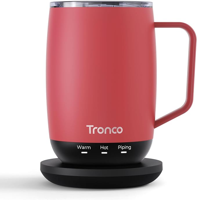 Tronco Temperature Control Heated Coffee Mug 14 oz – Rechargeable Self-Heating by Tronco