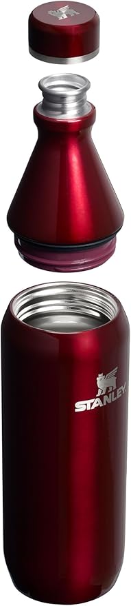Stanley All Day Slim Bottle 20 oz | Twist off Lid with Leakproof Seal | Slim Design for Travel and Gym | Insulated Stainless Steel Water Bottle | BPA-Free | Garnet Shine