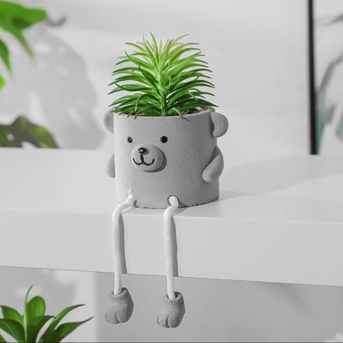 Zerzsy Fake Desk Plants in Cement Pots, Faux Plant Succulents Shelf Decorations - Image 3