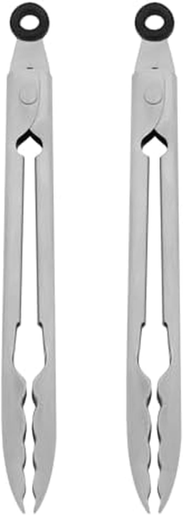 KitchenAid Set of 2 Stainless Steel Tongs with Scalloped Edges Easy Lock Dishwasher Safe Durable and Versatile Silver 7 Inch