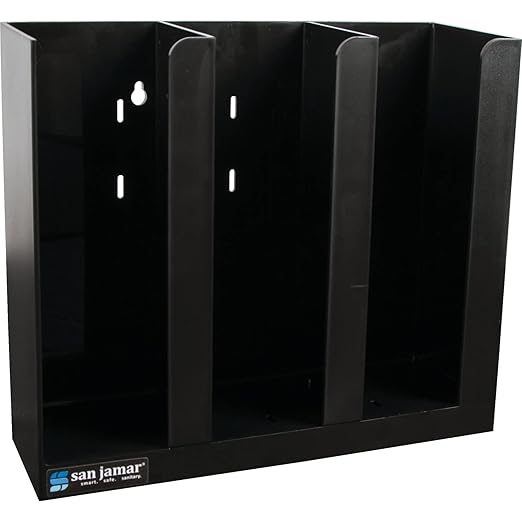 San Jamar Portion Cup and Lid Organizer Fits 2-3" Cups and Lids with Removable Dividers for Kitchen, Restaurant, and Fast Food, Plastic, 10 x 11.5 x 3.75 Inches, Black