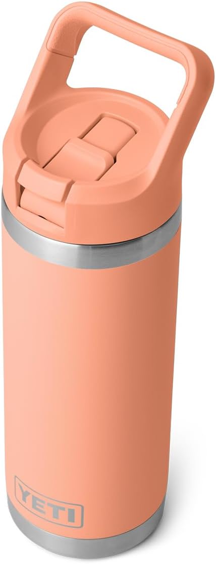 YETI Rambler 18 oz Bottle, Vacuum Insulated, Stainless Steel with Color Matching Straw Cap, Low Country Peach