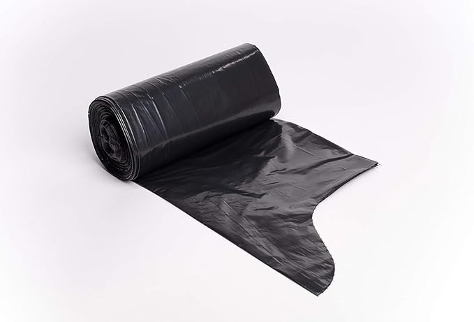 Aluf Plastics RCT-60XXX Star Sealed Coreless Rolls with E-Z Tie Flap Closure, 60 gal, Polyethylene, 38" x 58", Black (Pack of 400)