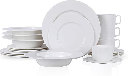 Stone Lain Sylvie 20 Pieces Bone China Dinnerware Set, White