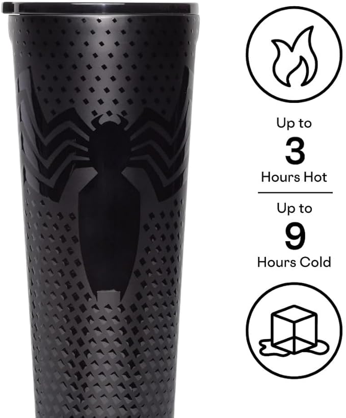Corkcicle Marvel Tumbler - Insulated Stainless Steel Travel Cup - Cold & Hot Drinks - Reusable - Durable - Spill Proof Lid - Non-Slip Silicone Base - Easy Grip - BPA Free - 24 oz - Venom