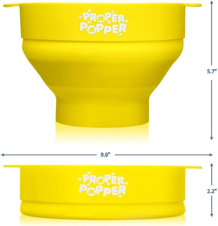 The Original Proper Popper Microwave Popcorn Popper, Silicone Popcorn Maker, Collapsible Bowl BPA Free & Dishwasher Safe - (Yellow)