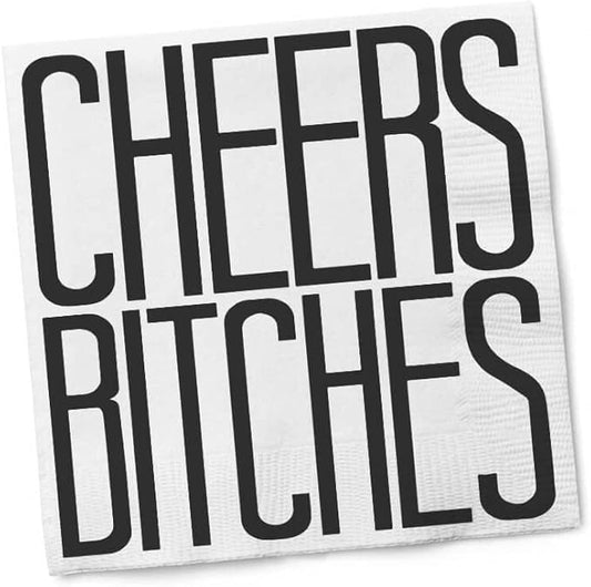 Twisted Wares - Funny Cocktail Napkins - CHEERS BITCHES - Boutique Cocktail Napkins - Perfect for any Celebrations 5"X5" (20 Pack)