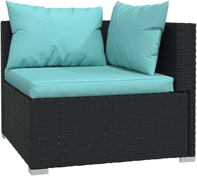5-Piece Garden Lounge Set Black PE Rattan Modular Outdoor Sectional Furniture - Image 5
