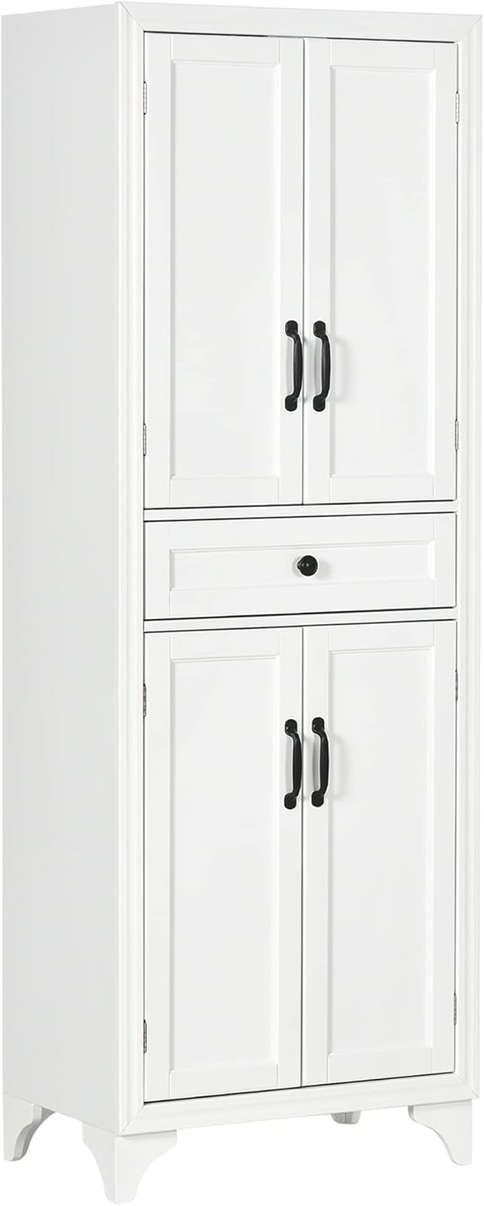 HOMCOM 67" Tall Freestanding Kitchen Pantry Cabinet, 4-Door Storage Cabinet with Drawer and Adjustable Shelves for Dining Room, White