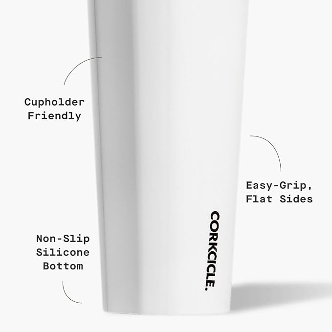 Corkcicle Classic Tumbler - Keeps Drinks Hot for 3 Hours - Triple-Insulated Stainless Steel - Cupholder Friendly - Holiday Mug Gift - Great for Gifting Warmth - 24 oz - Gloss White