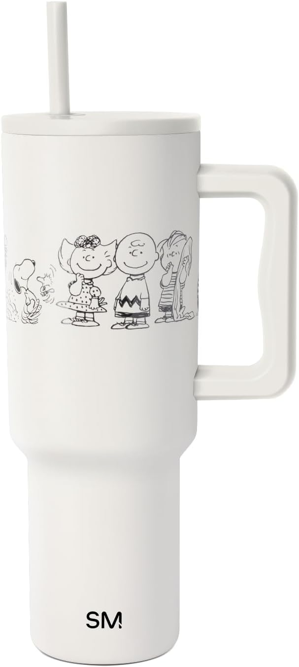 Simple Modern Peanuts 40 oz Tumbler with Handle and Straw Lid | Insulated Reusable Stainless Steel Water Bottle Travel Mug | Gifts for Women Men | Trek Collection | 40oz | Peanuts Gang