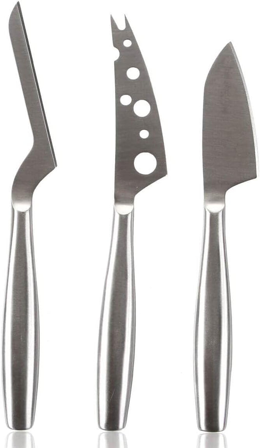 BOSKA Stainless Steel Cheese 3 Knife Set - Copenhagen For All Types of Cheese - Multi-Functional Cheese Slicer - Handheld Slicer - Silver Non-Stick - Dishwasher Safe - For Kitchen Cooking