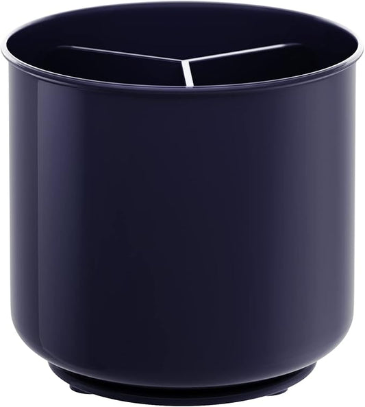 Plastic Rotating Extra Large Utensil Holder Crock with No-Tip Weighted Base, Removable Divider, and Gripped Insert - Dishwasher Safe Kitchen Utensil Holder for Kitchen Counter: Blue Utensil Caddy