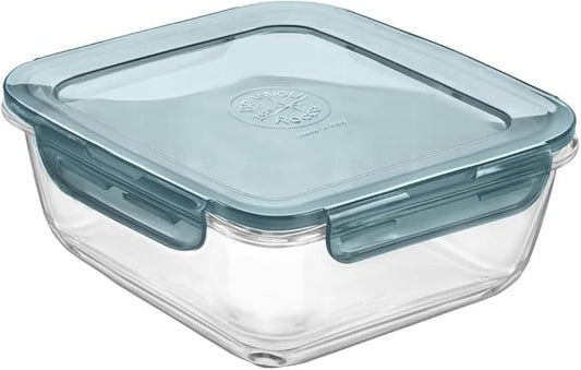 Bormioli Rocco Frigoverre Evolution Collection - 7-Inch Square Container - 1.4 Liter (47.25 oz.)- Grey
