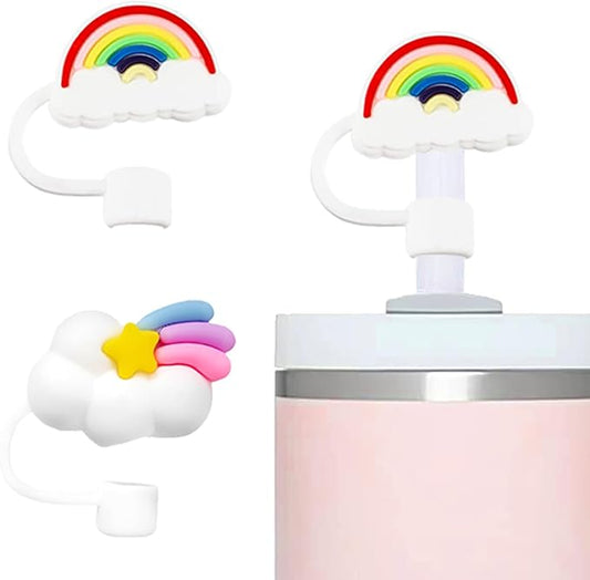 2 Pcs Straw Covers Cap Toppers Compatible with Stanley 30&40 oz Tumbler Cups,Reusable Cute Silicone Straws Tips Lids Protectors for 0.4 in/10mm Stanleys Cup Accessories(2 PCS)