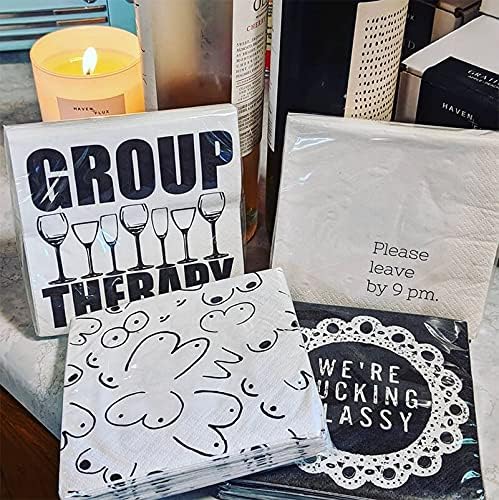 Twisted Wares - Funny Cocktail Napkins - WE'RE F'CKING CLASSY - Boutique Cocktail Napkins - Perfect for any Celebrations 5"X5" (20 Pack)