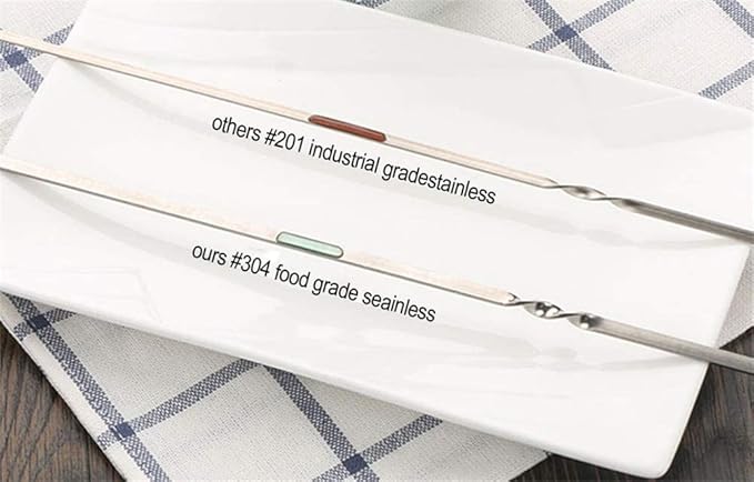 18PCS Kabob Skewers Flat Metal BBQ Barbecue Skewer 16" Long Stainless Steel Shish Kebob Sticks Wide Reusable Grilling Skewers Set for Meat Shrimp Chicken Vegetable, 18 Pack