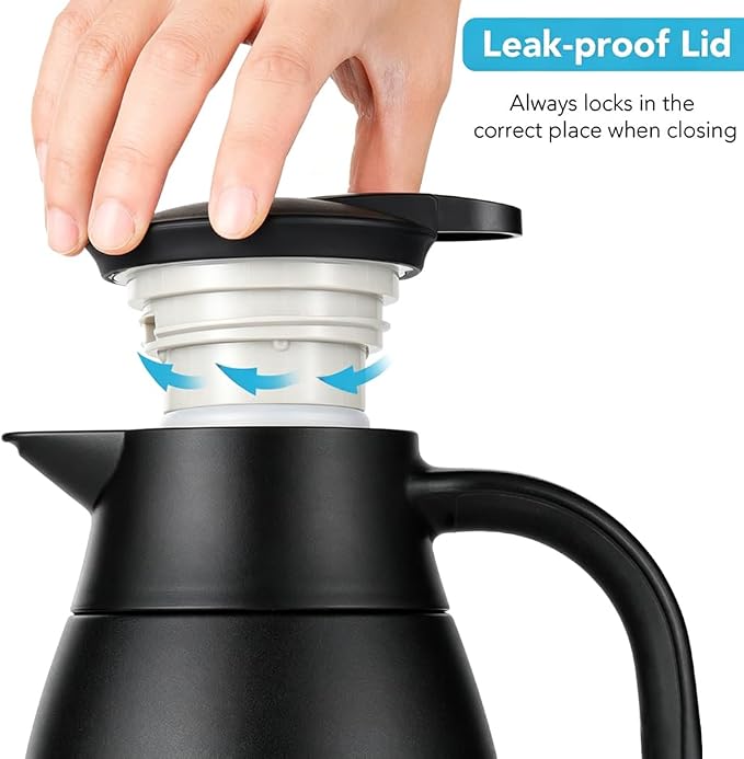 Tiken 68 Oz Thermal Coffee Carafe, Stainless Steel Insulated Vacuum Coffee - Image 3