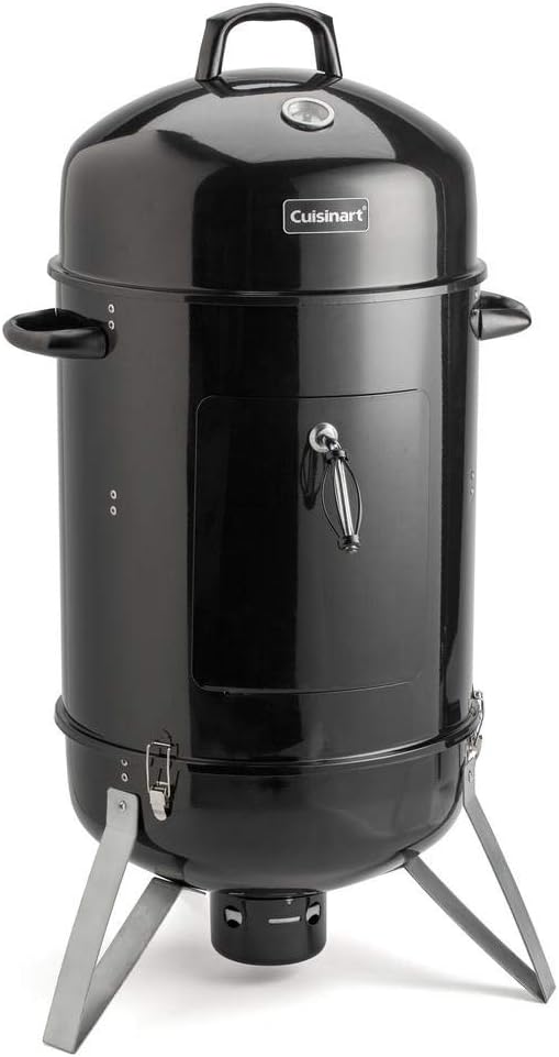 Cuisinart 16” Vertical Charcoal Smoker, Integrated Thermometer, Water Bowl and Dual Vents Perfect for Smoked Brisket, Chrome Plated Grates Smoker Grill for BBQ, Camping, Tailgates